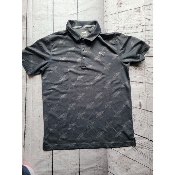 Puma Golf Polo Grey Feathers Size M Memorial Tournament Emblem On Sleeve - Picture 5 of 9